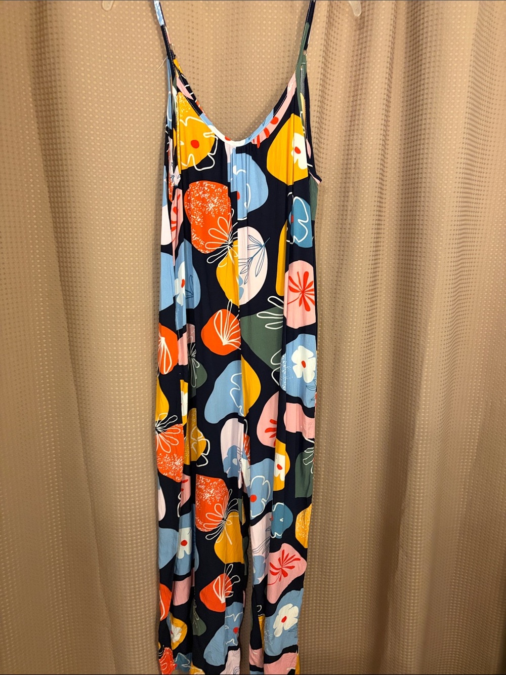 Floral Print One-Piece Jumpsuit - Navy with Multicolor Floral